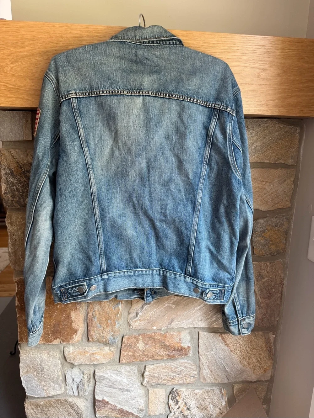 Polo Ralph Lauren Denim Jacket With American Flag Arm Patch Men’s L